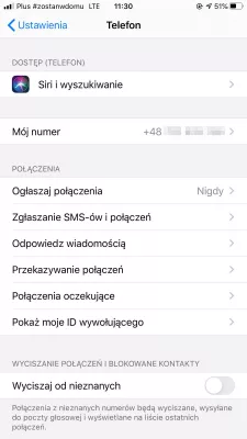 ¿Cómo ocultar el número de las llamadas salientes Apple iPhone? : Menú de configuración del teléfono iPhone