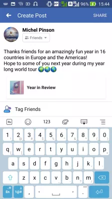 Cómo descargar el año de Facebook en video de revisión para Android : Creación de la descripción de la publicación para el año de Facebook en revisión