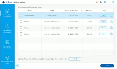 Dr.Fone - Backup e restauração do telefone : Restaurando o backup no seu telefone Android