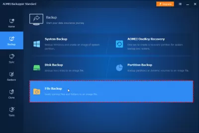 3 Methods to Upgrade to Windows 11 and Keep Files Easily : Firstly, open this backup software, and select Backup > File Backup.