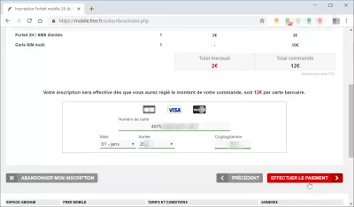 How to switch from SOSH to FREE? : Payment information
