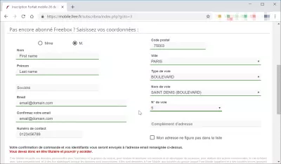 How to switch from SOSH to FREE? : Personal information