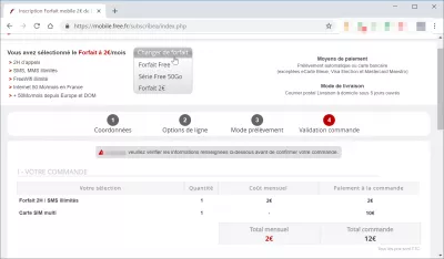 How to switch from SOSH to FREE? : Information verification